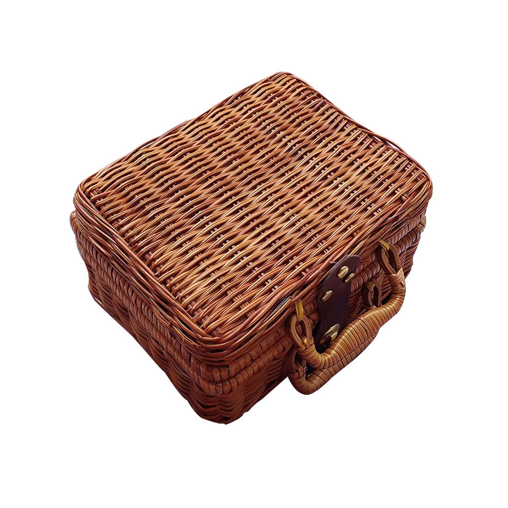 21*17*11cm Rattan Storage Box Wicker Storage Box Picnic Basket Storage