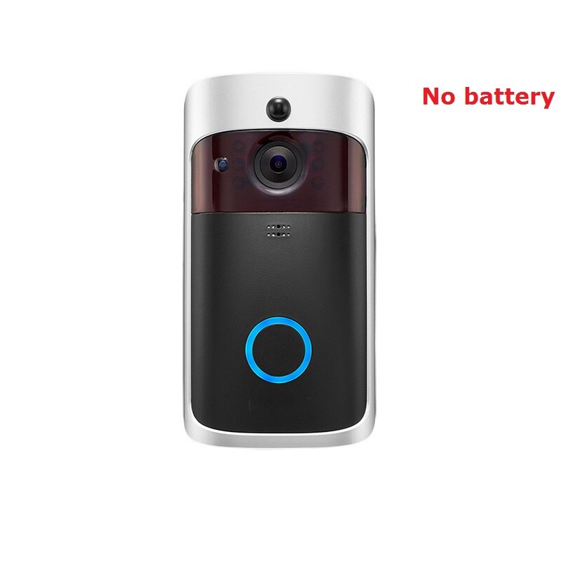 Eken  v5 smart dørklokke wifi dørklokke kamera visuelt intercom med klokkeslæt nattesyn ip trådløs hjemmealarm sikkerhedskamera: Sort