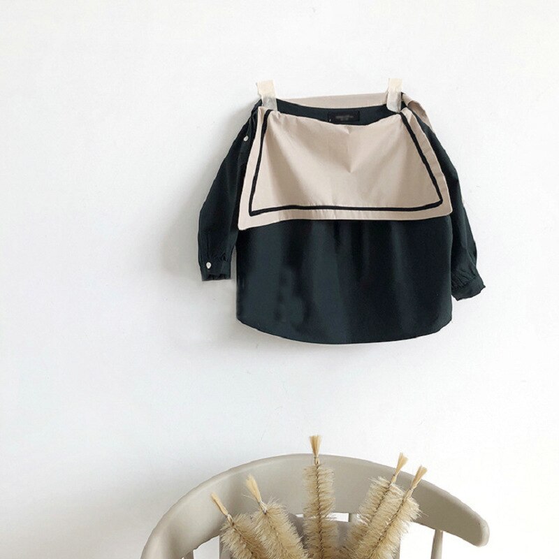 Herfstmeisjes katoenen t-shirt met lange mouwen en koreaanse marineblauwe tops voor kinderen: Groente / 6