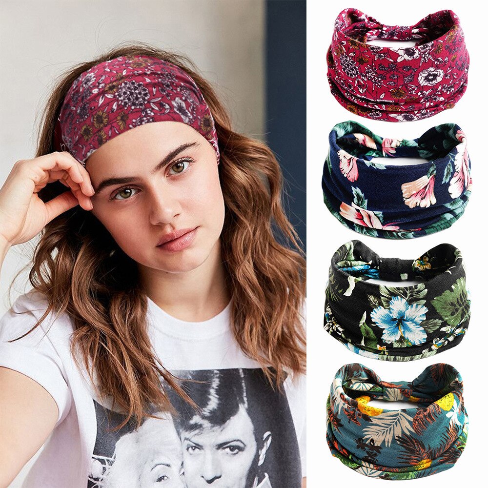 Bedrukte dames haarbanden zomer meisjes hoofdbanden elastische bandana's hoofddeksels voor sport tulband elastische haarband haaraccessoires