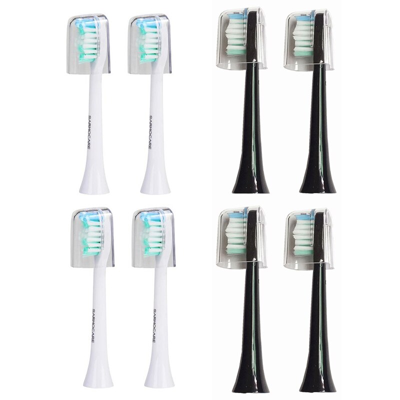 2 pcs Toothbrushes Head for Sarmocare S100 Ultrasonic Sonic Electric Toothbrush fit Digoo DG-YS11 Electric Toothbrushes Head: 4 black 4 white