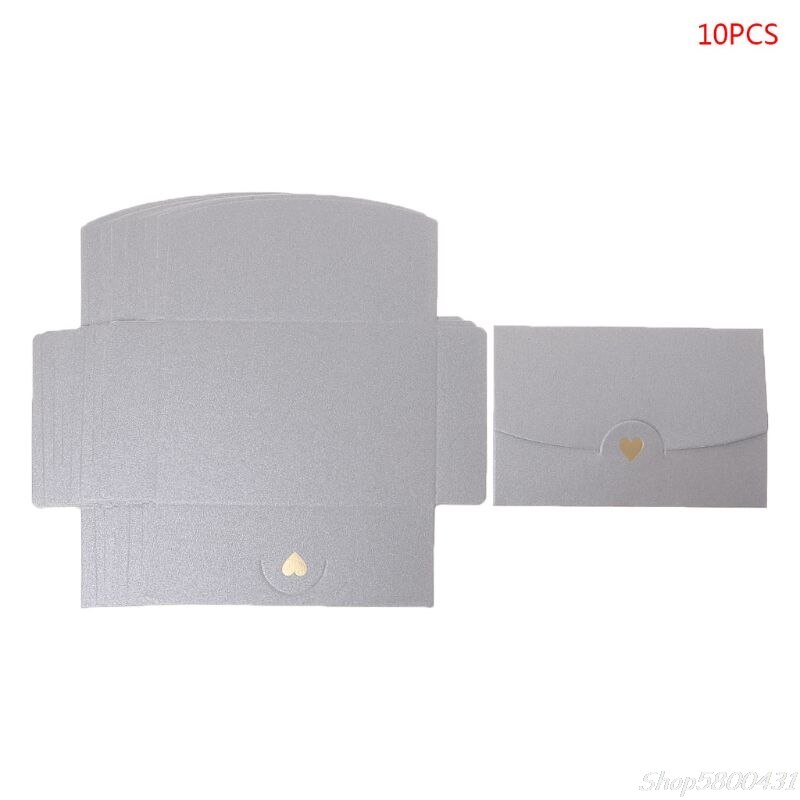 10pcs Blank Mini Heart Retro Paper Envelopes Wedding Party Invitation Envelope For Letter Greeting Cards O01 20: Dark Grey