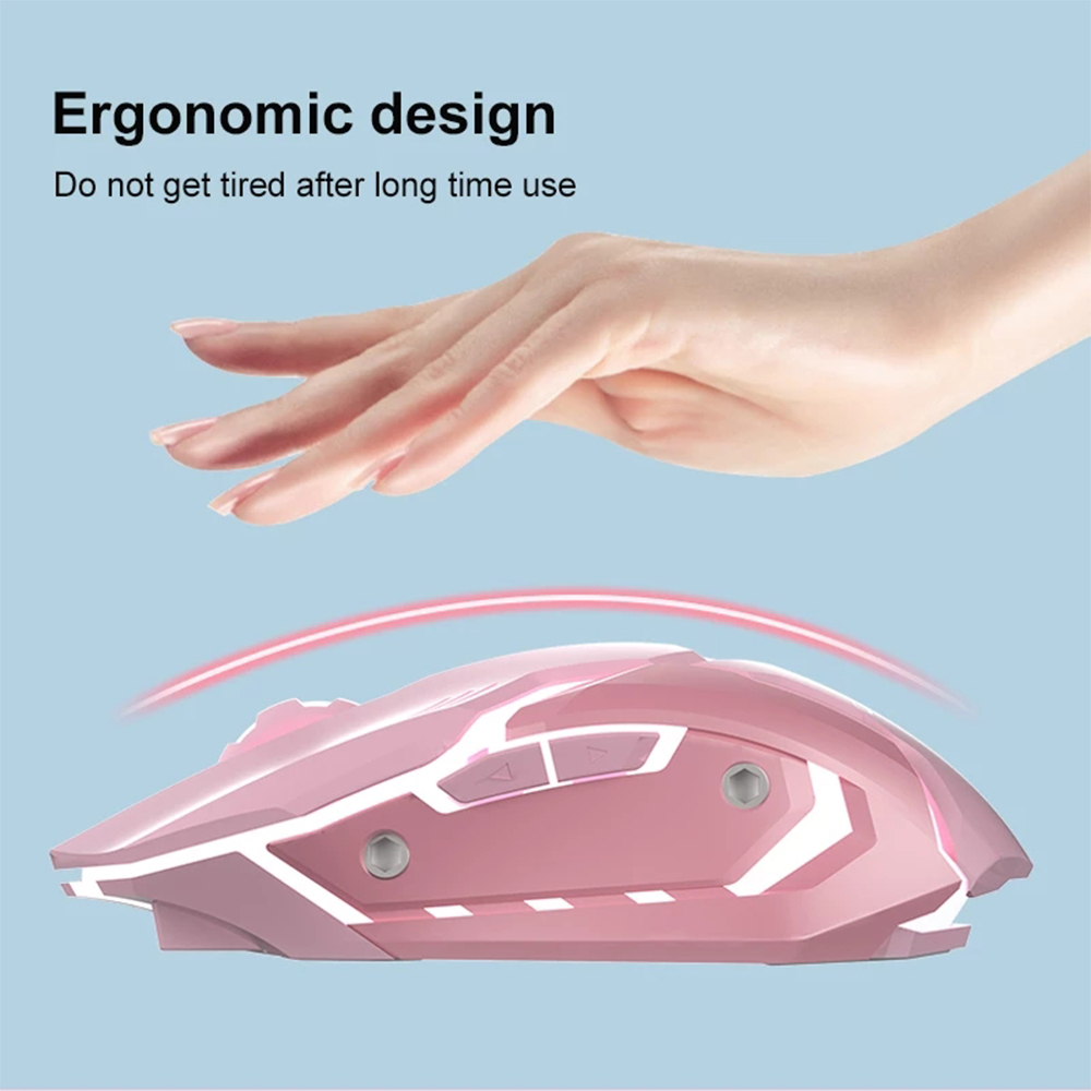 Wiederaufladbare 2.4-ghz -gaming-maus, kabellose bluetooth-maus, geräuschlos, ergonomisch, led-hintergrundbeleuchtung, kompatibel mit ios und android.