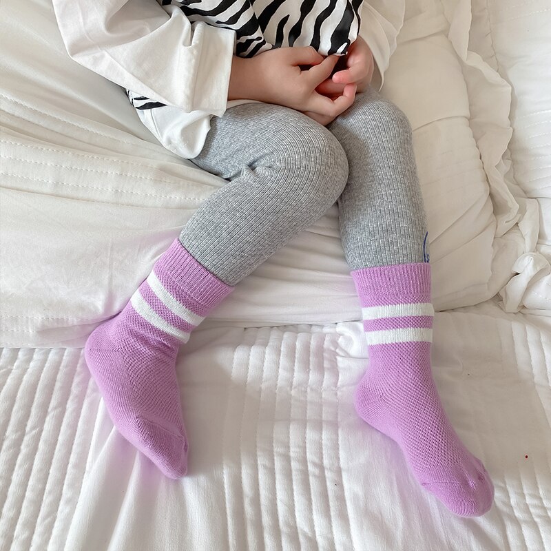 4 paia lotto bambini calzini alti al ginocchio bambini bambino ragazze ragazzo estate maglia di cotone carino per scuola calzino lungo accessori per bambini Kawaii