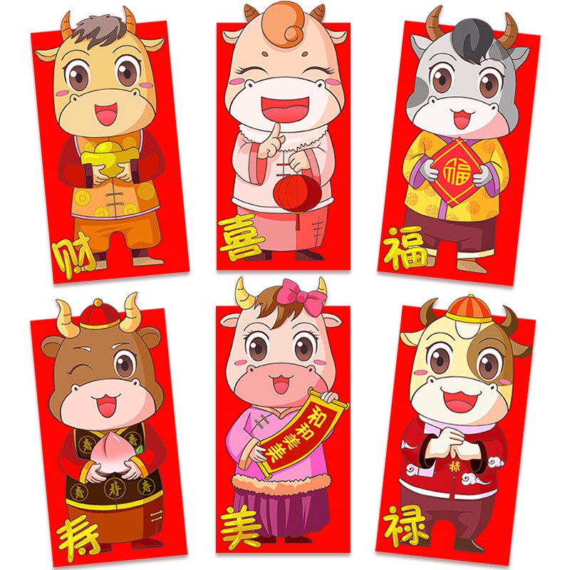 6Pcs Lucky Envelope Chinese Year CNY Red Packet Angpao Hong Bao