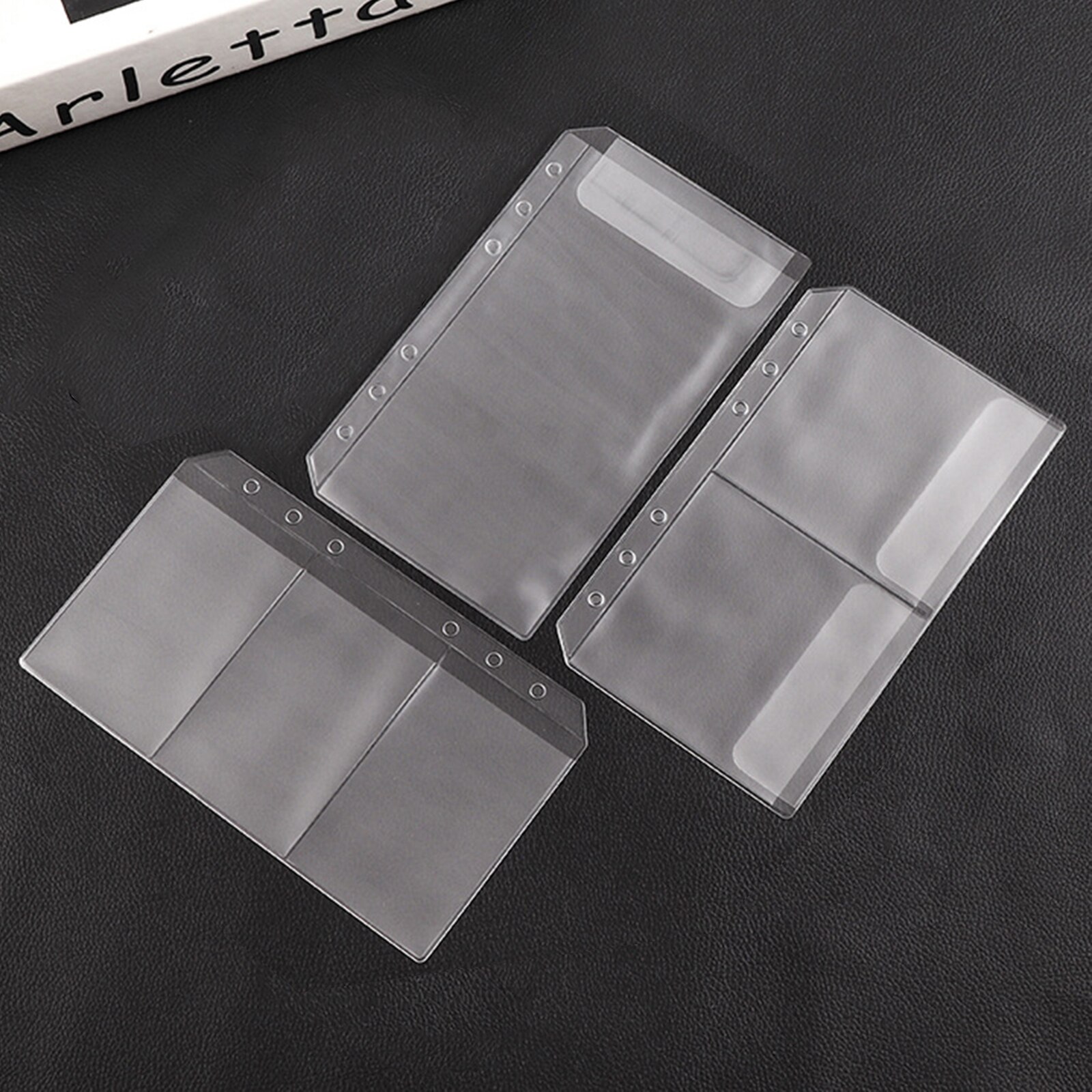12pcs Transparent PVC Storage Cards Holder A6 Binder Rings Universal Notebook 6 Hole Loose Leaf Filing Storgae Bags