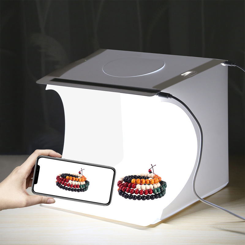 Draagbare opvouwbare fotostudio softbox lichtbak softbox achtergrondset fotostudio lichtbak 2 led-panelen voor dslr-camera
