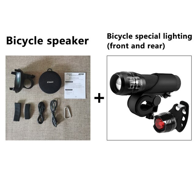 Riding bluetooth speaker outdoor portable sound column IPX7 waterproof music center subwoofer hands-free call with TF card AUX: with Bicycle Light