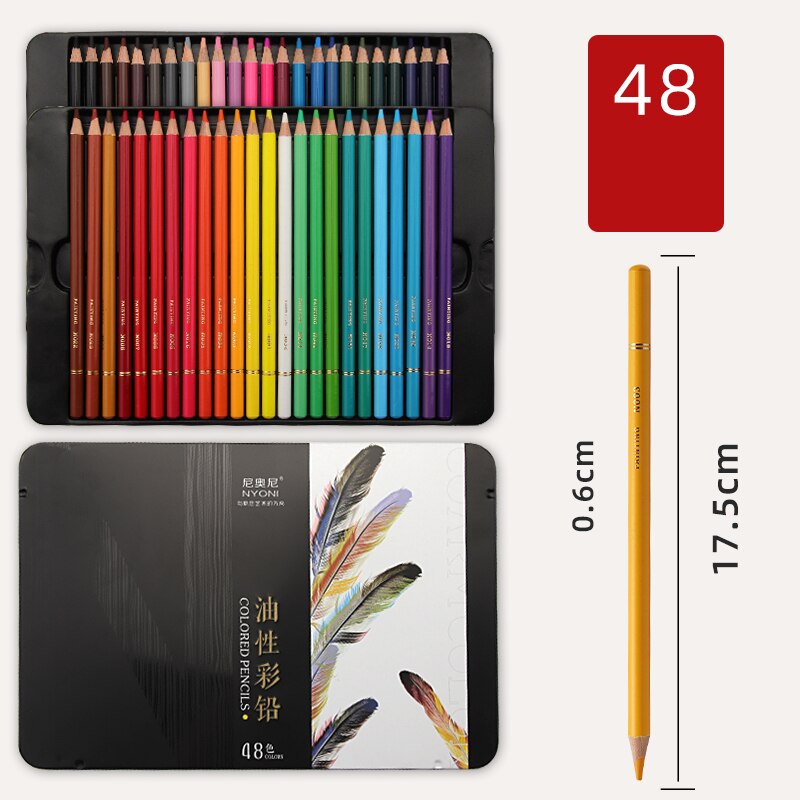 NYONI 12/24/36/48/72/120 Colors Colored Pencils Oil-based Lapis De Cor Soft Core Art Supplies: 48 Color Set