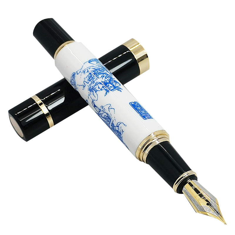 Jinhao 650 Luxury Fountain Pen Shell Calligraphy Pen Mb or 1.0mm Nib Blue Writing Pens Caneta Tinteiro