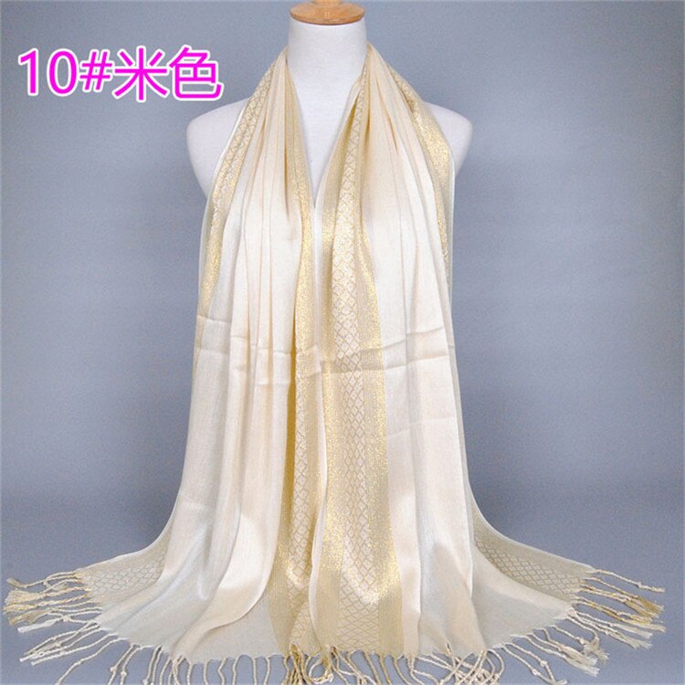 NEUE frauen Gold baumwolle einfarbig muslimischen kopf schal schals und wickelt pashmina bandana weiblich foulard damen hijab speichert: 2