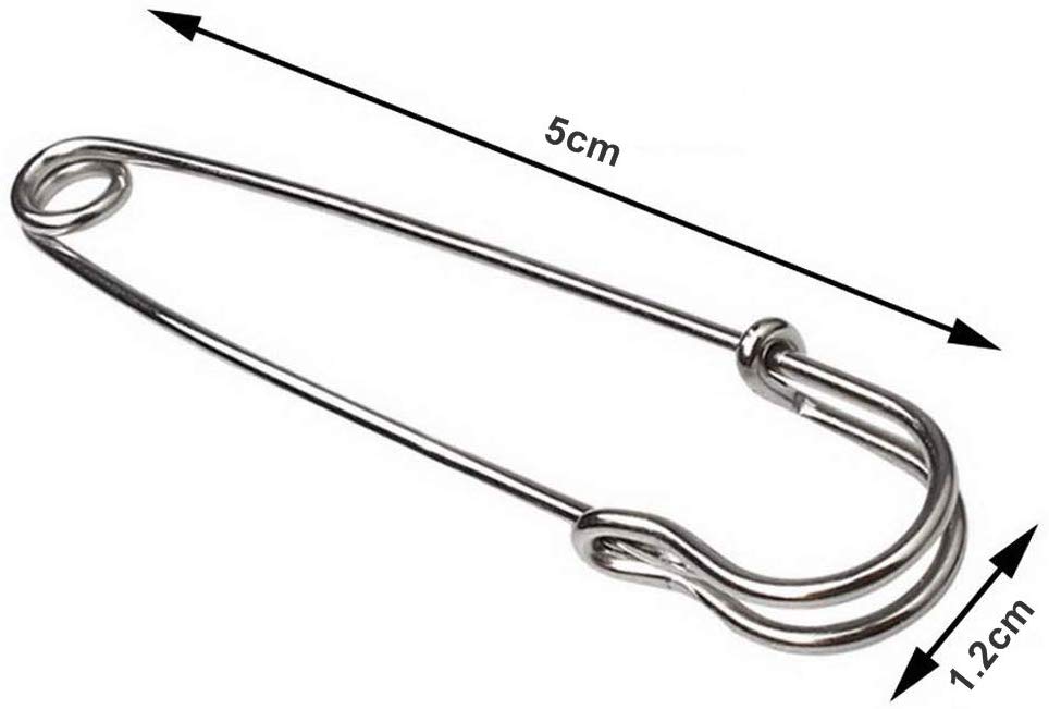 10Pcs Safety Pins,Strong Metal Heavy Duty Safety Blanket Pins for Jewelry Crafts,Sliver(50mm)