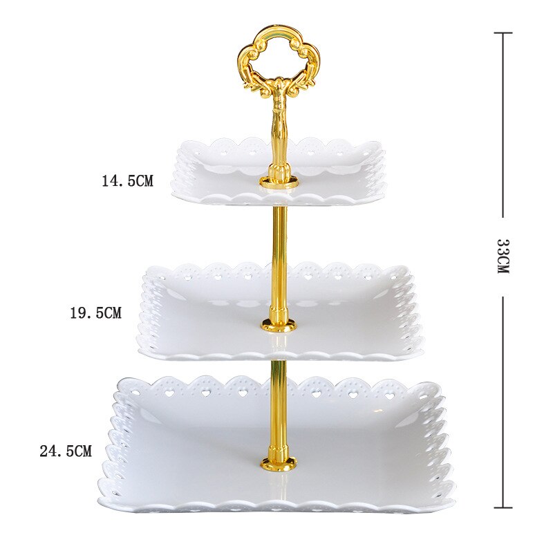 Three-layer Fruit Cake Plate Stand Party Dessert Pastry Storage Rack Holder Tray: White