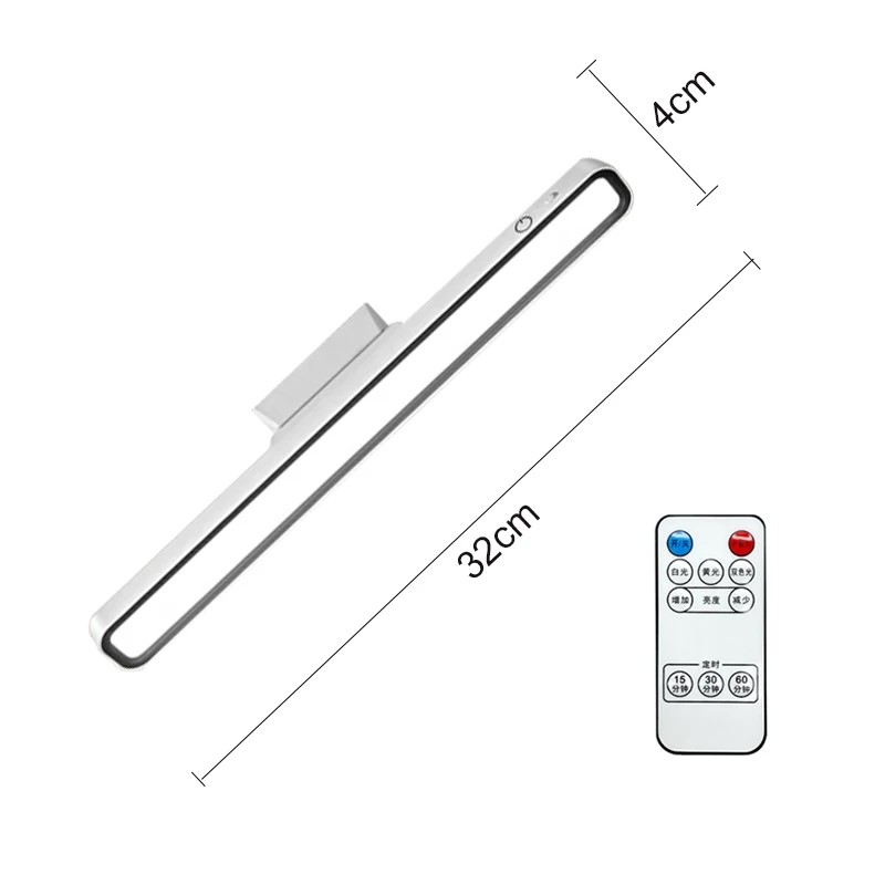 Luz LED para espejo de maquillaje, recargable por USB, 9W, atenuación continua, lámpara de tocador, colgante magnético, lámparas de mesa de lectura nocturna para dormitorio: changeable