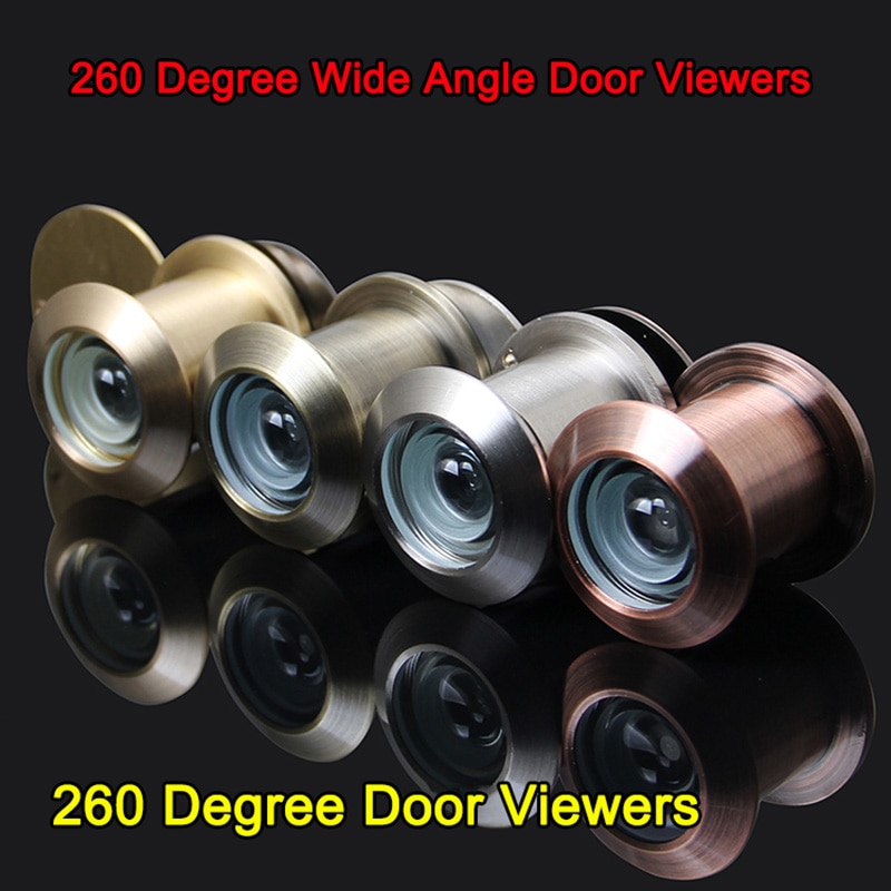 Mirilla de ángulo amplio de 260 grados, Visor de puerta, Spyphole, seguridad antirrobo, de latón de lujo, , 2 uds.