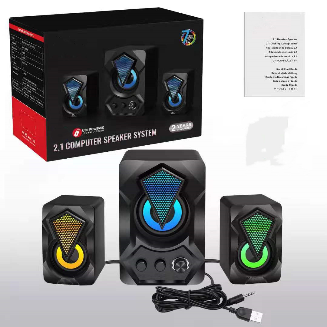 2.1 Channel USB Computer Speakers 9W+3W*2 Subwoofer Set Bass Reinforcement Stereo Speakers for PC Phone Loudspeaker