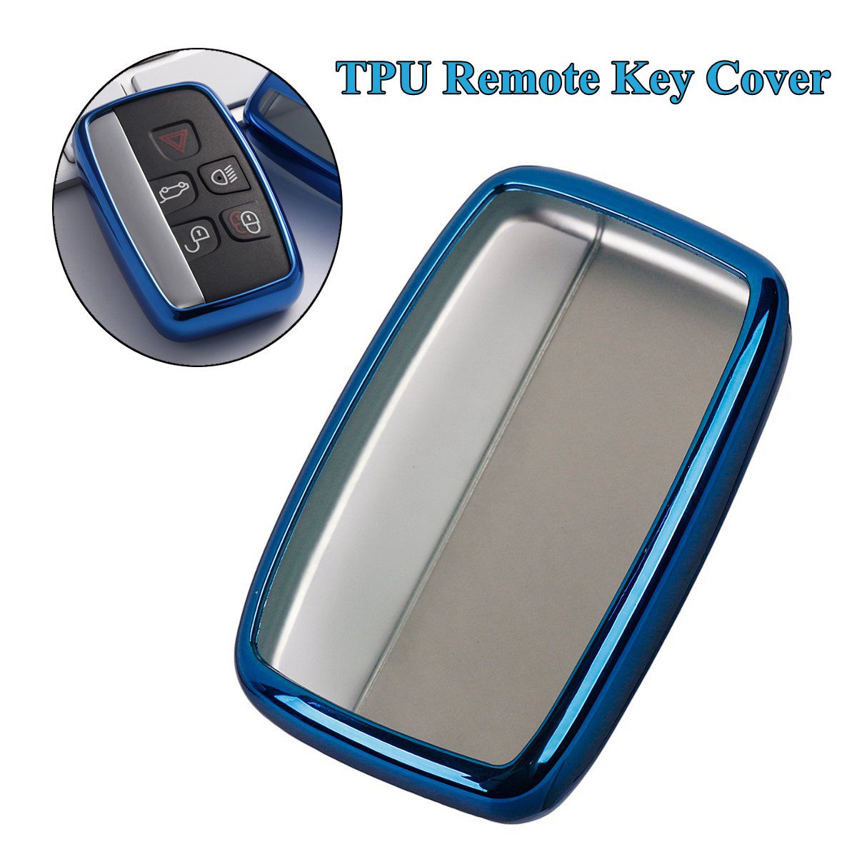 Porte-clé pour Land Rover Range Sport Freelander 2 Discovery 4 | Evoque pour voiture Jaguar TPU télécommande, porte-clé: Blue