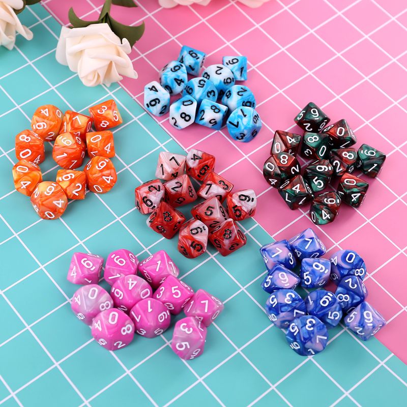 10 pçs/set 10 face d10 polyhedral diques números mostradores mesa de mesa jogo tabuleiro