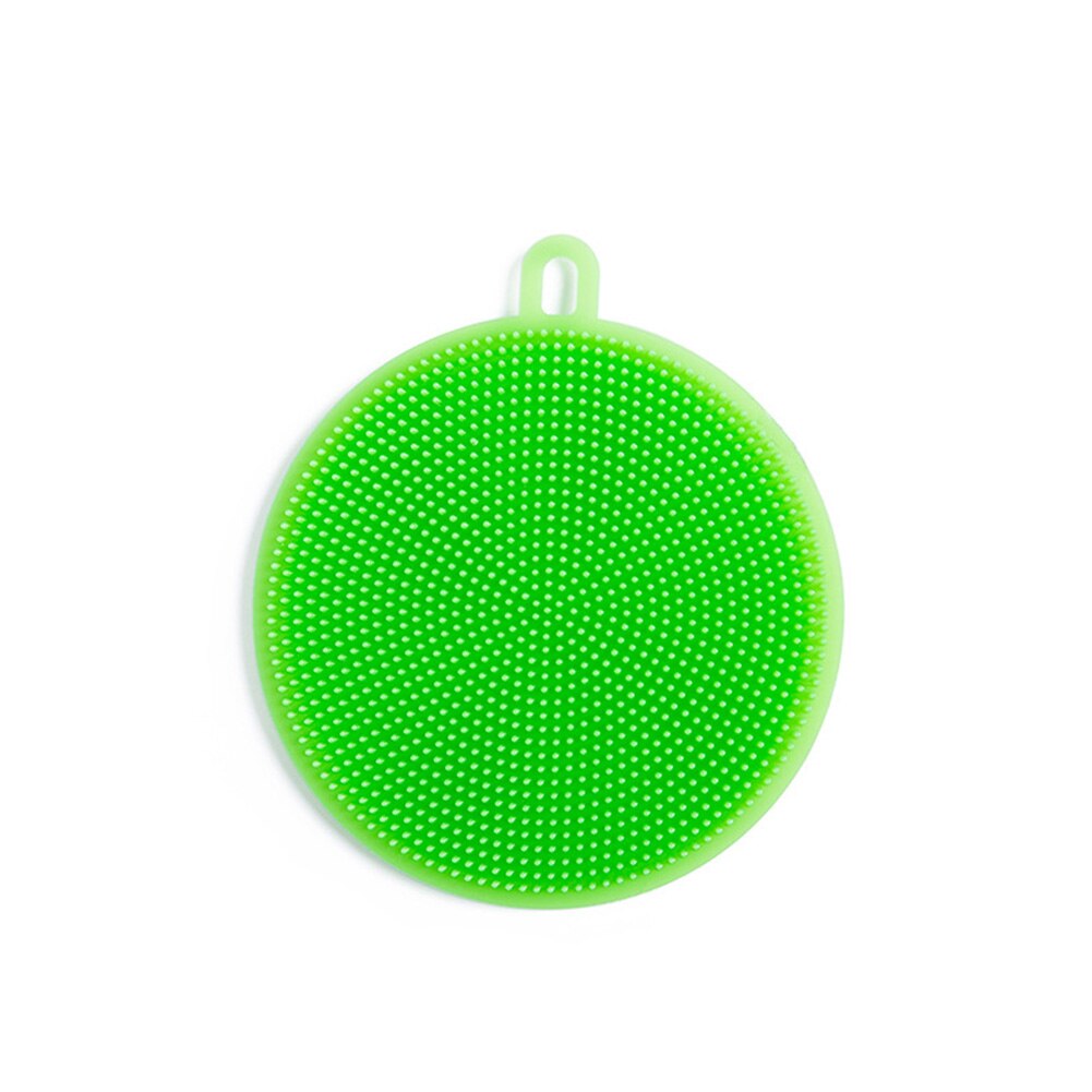 Silicone Dish Washing Brush Scrubber Multifunction Scouring Pad Clean Antibacterial Brushes Kitchen Cleaning Antibacterial Tool: Green