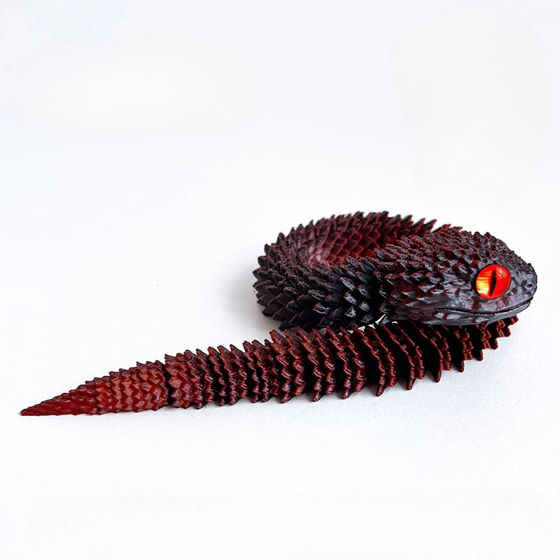 13cm 3D Printed Snake Decoration 3D Printed Animals Desk Accessories Room Decor Office Table Funny Snake Year Ornament: Red