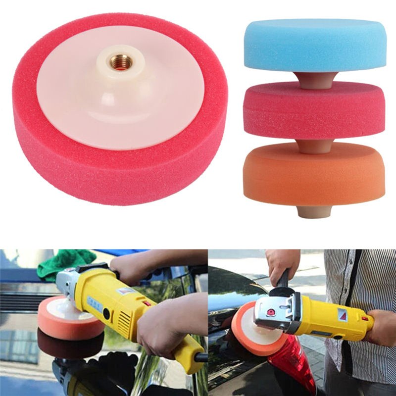 3Pcs Polishing Sponge Heads 150mm M14 Thread Car Buffing Valeting Soft Mop Pads