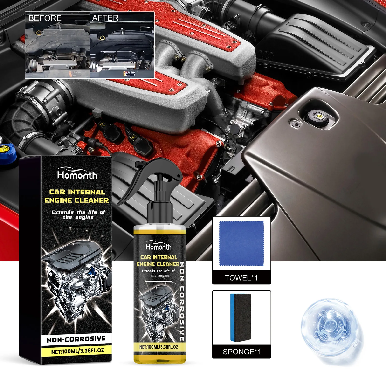 Engine Bay Cleaner Engine Shine Protector Detailer Decontamination Deep Degreasing Compartment Heavy Dust Car Cleaning Tools