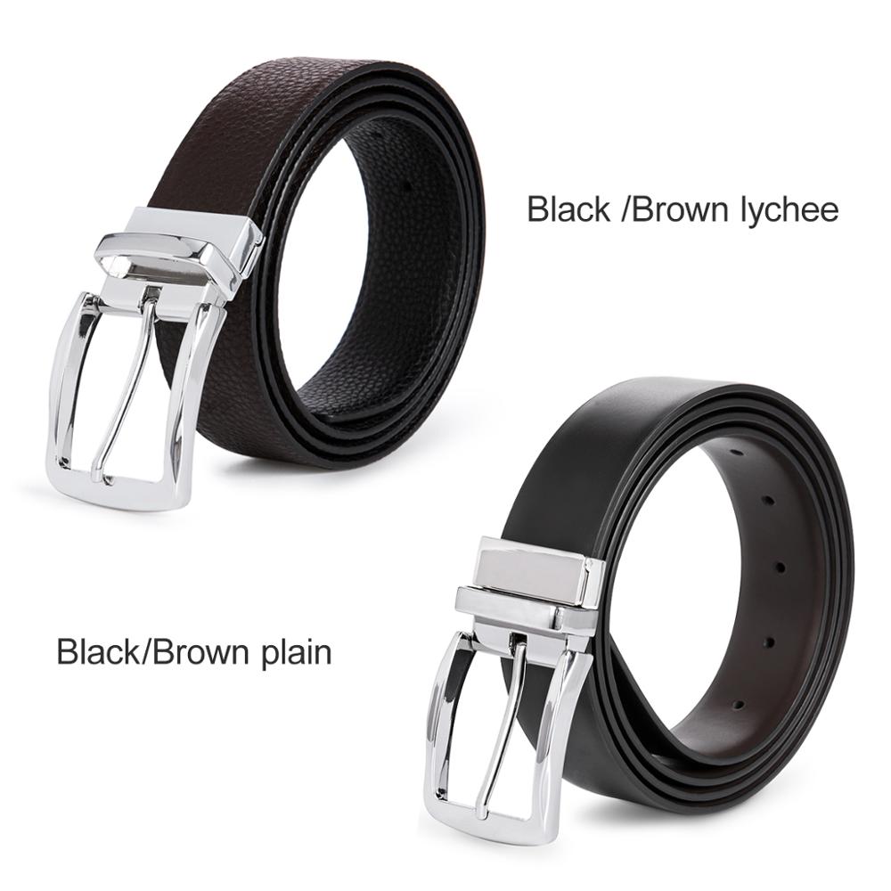 Reversible Buckle Men Belt for Jeans Leather Belt Double Side Usage Male Strap for Pants