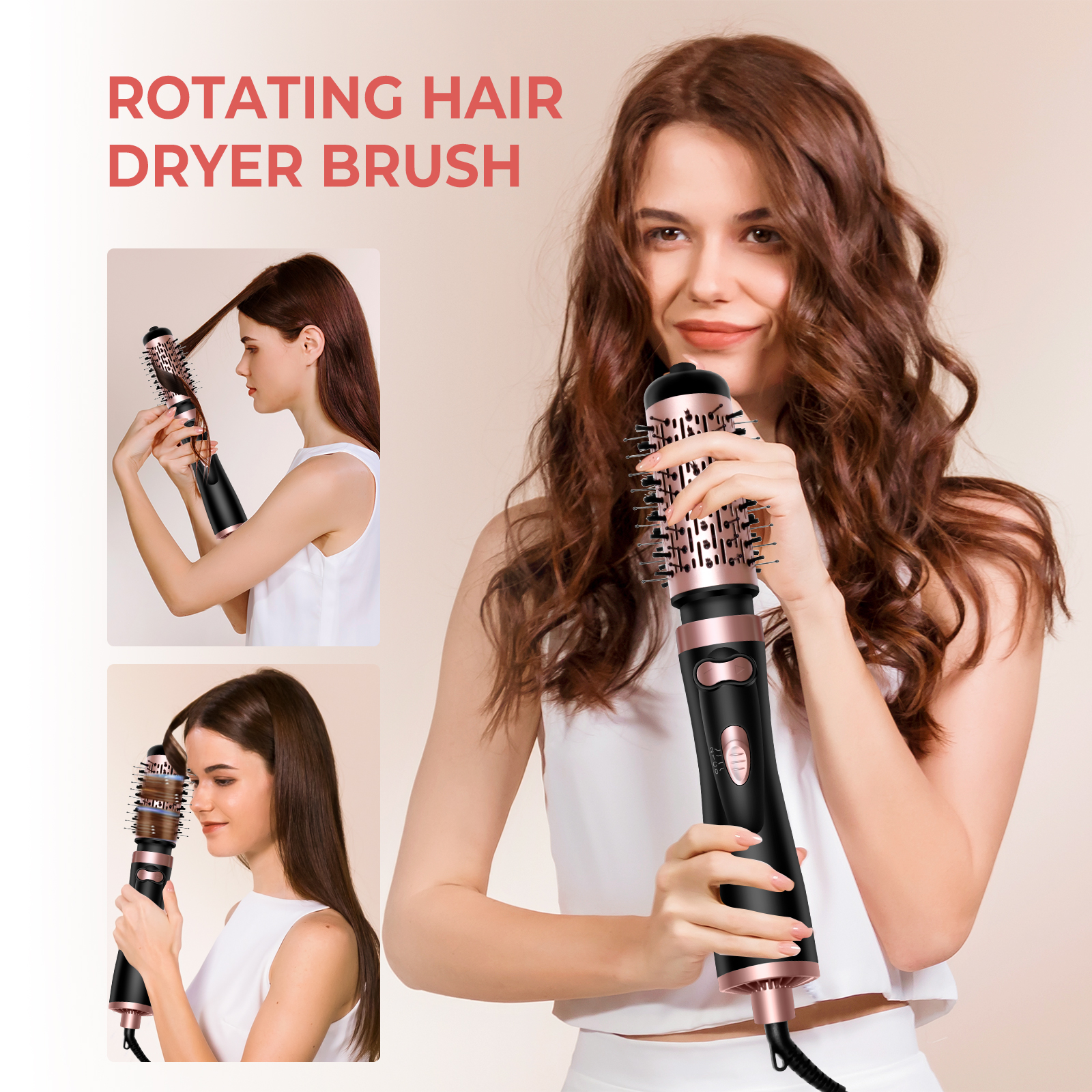 3 in Hair Dryer Brush Rotating Blow Dryer Brush Air Styler Electric Hairdryer Air Spin Brush Set Curling Iron Comb