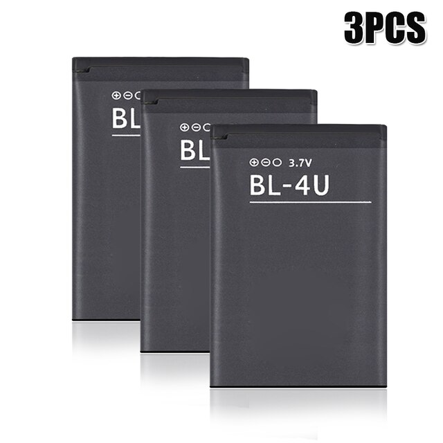 1000mAh BL-4U BL4U BL 4U batteria del telefono per Nokia Asha 300 305 306 308 309 3120c 5250 206 515 5330 5530XM XpressMusic 5730 6212c: 3pezzi
