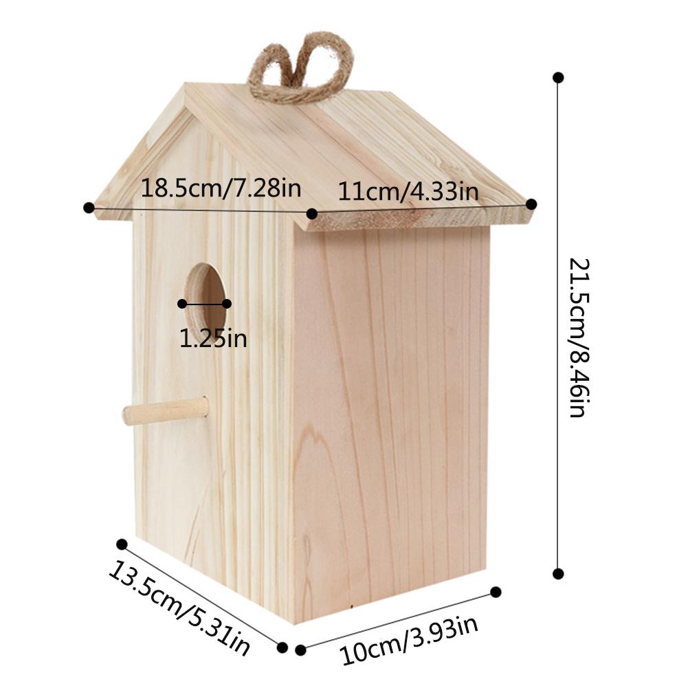 Wooden House Shape Bird Feeder Outdoor Hanging Birdhouse With Suction Cup One-way Mirror Sticker Garden Window Bird Nest