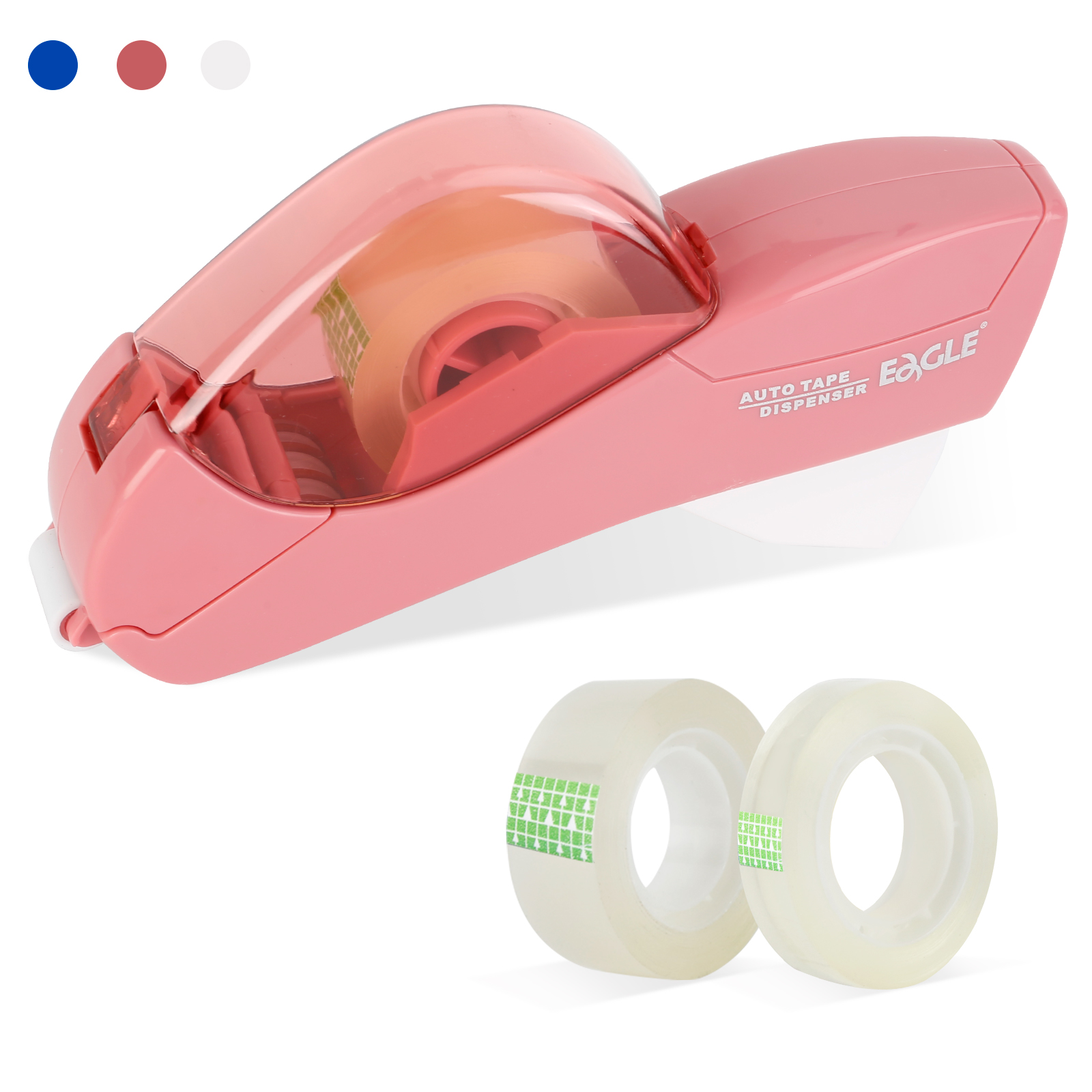 Distributeur automatique de ruban adhésif Eagle, aucune batterie requise, avec 2 rouleaux de ruban adhésif gratuit, adapté au travail manuel, emballage familial: Rose