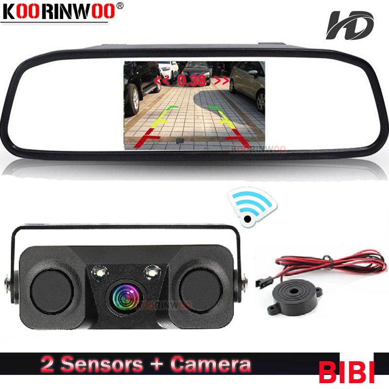 Koorinwoo Draadloze Voor Sony AHD Parktronic Parkeer Sensoren 2 + achteruitrijcamera Met Monitor Spiegel Parking Monitor Speaker