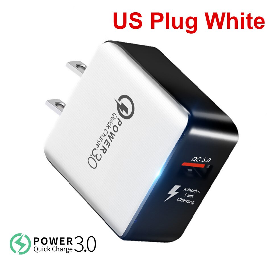 KSTUCNE Quick Charge 3.0 USB Charger 18W QC3.0 QC Fast Charging Multi Plug Mobile Phone Charger For iPhone Samsung Xiaomi Huawei: US Snow White