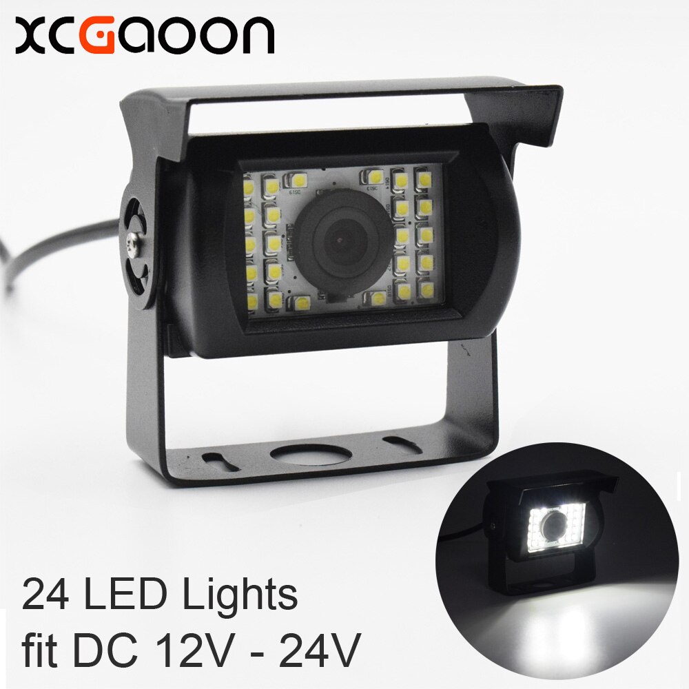 XCGaoon Universele Auto Achteruitrijcamera 170 Graden Waterdicht 24 LED Nachten Vision ingang DC 12 v-24 v, compatibel met BUS & Truck