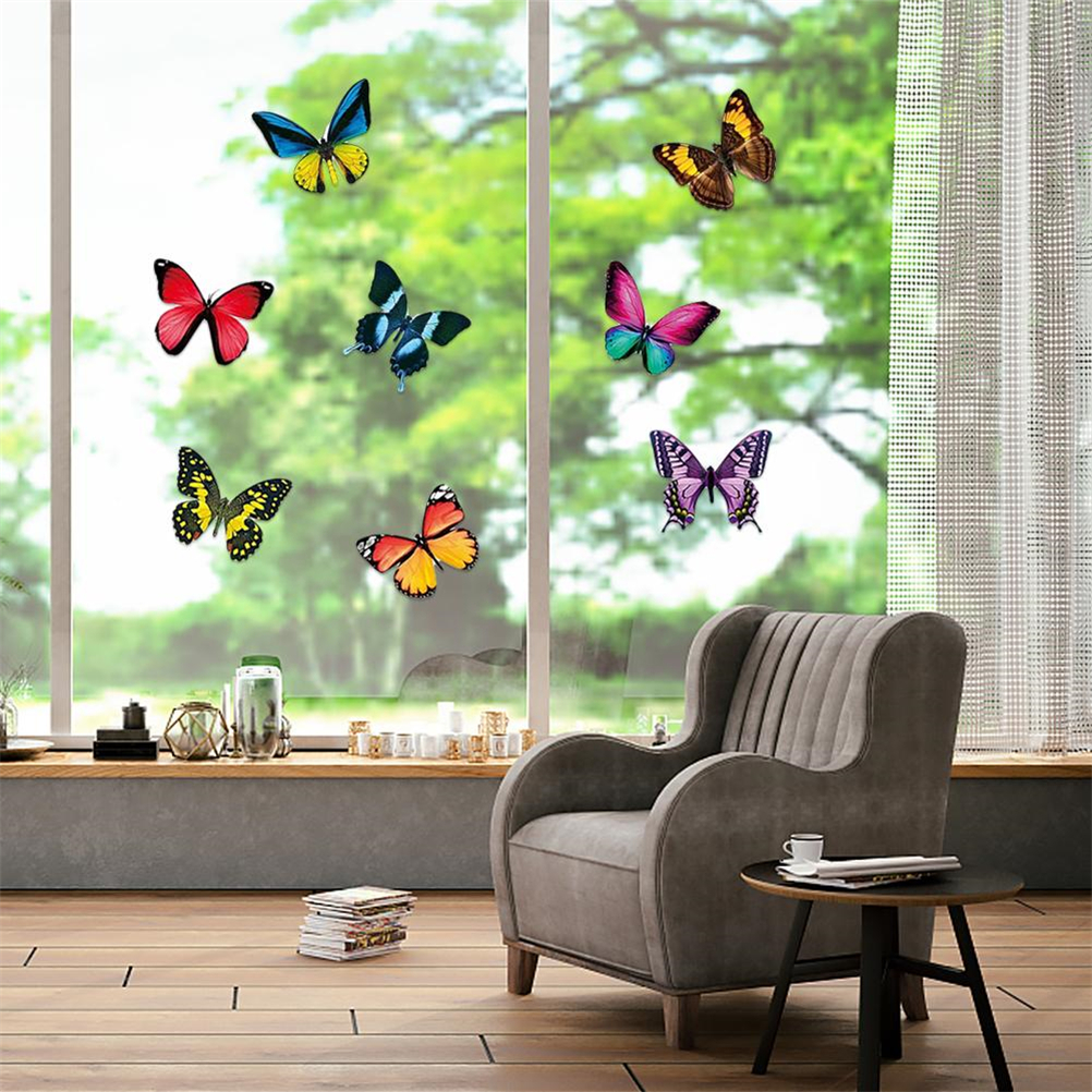 20PCS Butterfly Window Stickers Beautiful 3d Butterfly Wall Decor Anti-collision Window Clings Decals for Home Parlour Bathroom