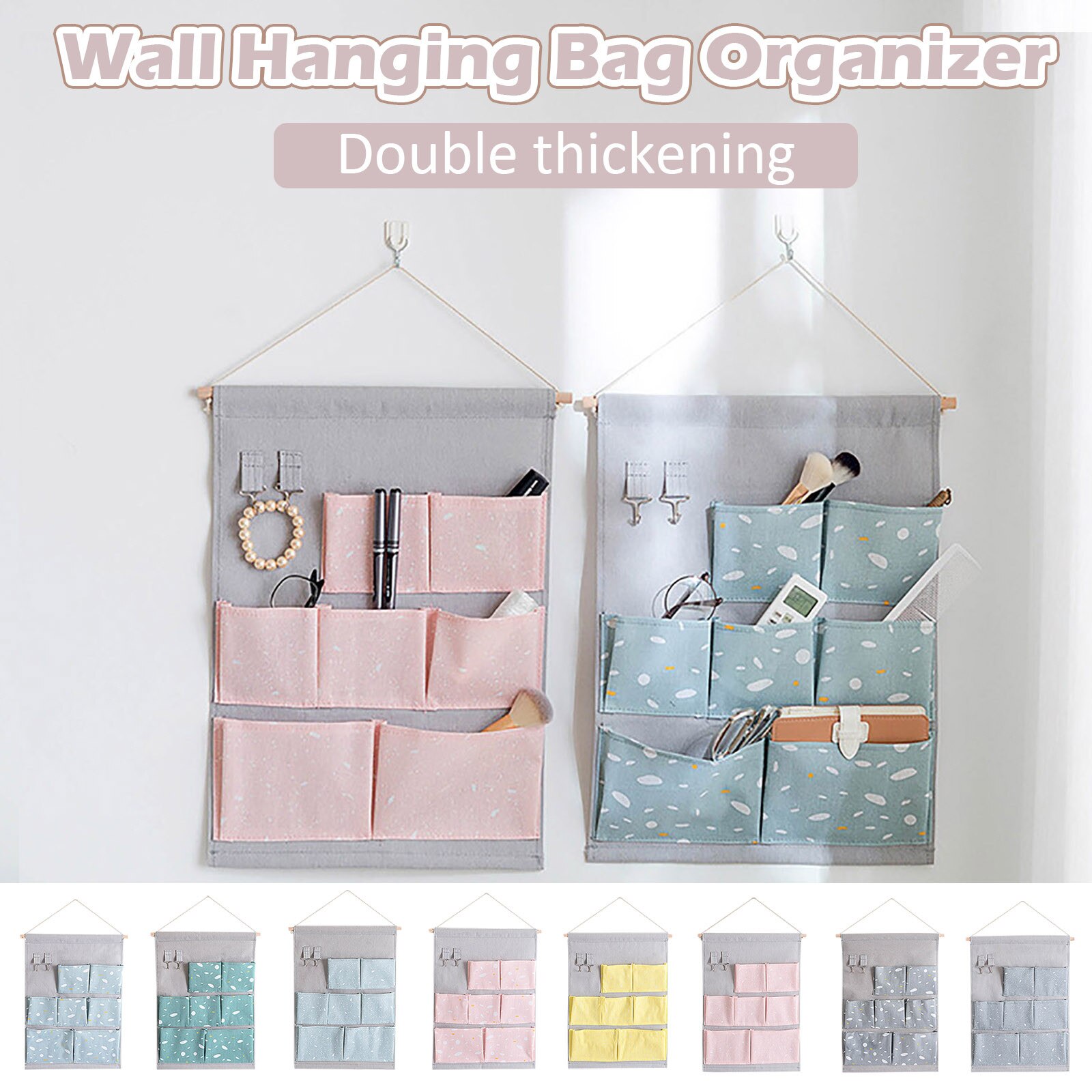 Organizador colgante de tela con bolsillos, Bolsa de almacenamiento de artículos diversos de montaje en pared, impermeable, tela para el hogar, organizador de armario, 25 #