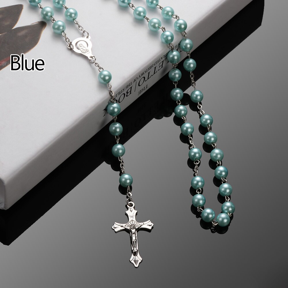 Collar con colgante de Cruz para hombre, cadena de eslabones de acero inoxidable, estilo Punk, 1 unidad,: B-Blue