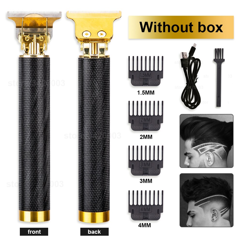 Cortadora de pelo eléctrica para hombre, afeitadora de barba de 0mm, con Máquina para cortar cabello de dragón recargable por USB: Black USB no box