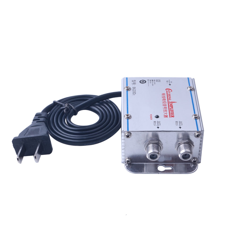 AC 220V 2 Way CATV Cable TV Signal Amplifier Antenna Signal Amplifier Splitter 220V 45-860MHz Home Tv CATV Booster