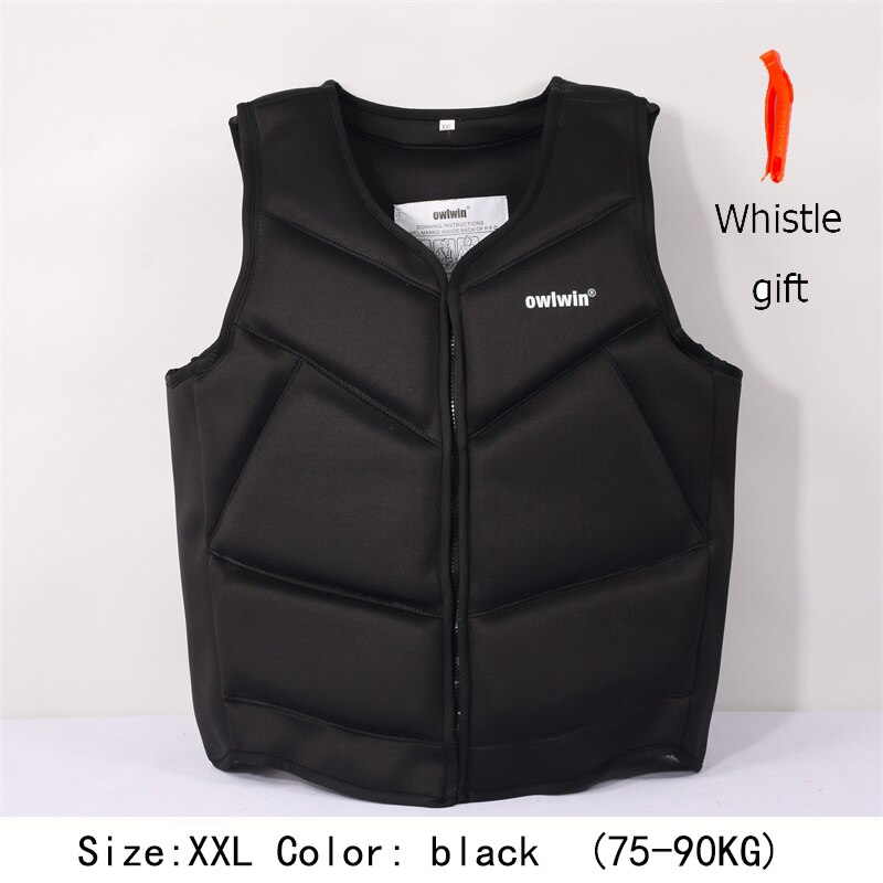 owlwin life jacket the fishing vest water jacket sports adult children life vest clothes swim skating ski rescue boats drifting: black  (XXL )