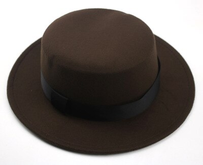 kids fedora hats for boys girls solid color flat top with ribbon band belt winter hats autumn big brim formal black kids hat: coffee