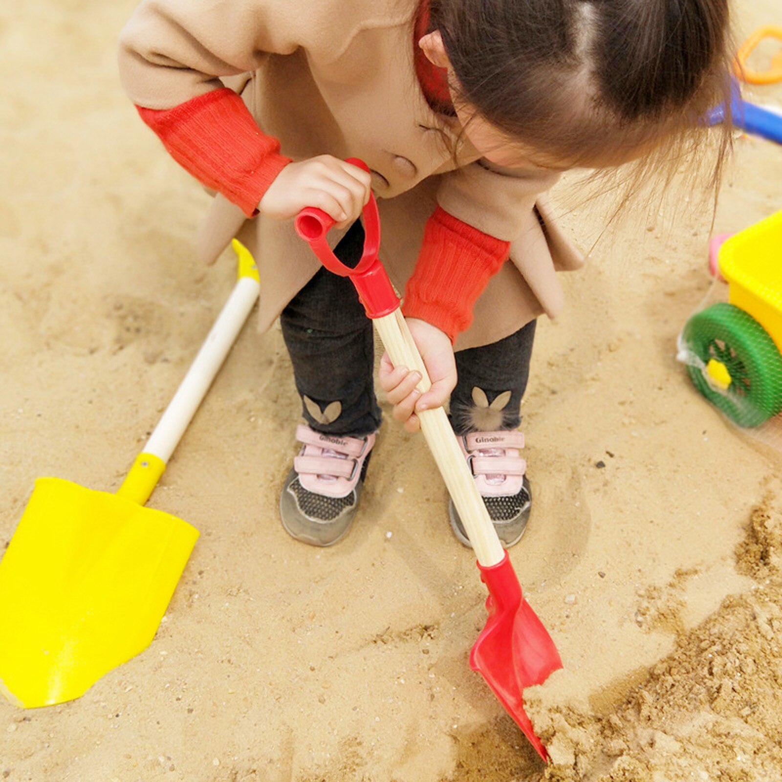 Kinderen Sneeuw Schop Kinderen Strand Schop Met Houten Steel Handvat Huishouden Multifunctionele Licht Gewicht Tool Schop