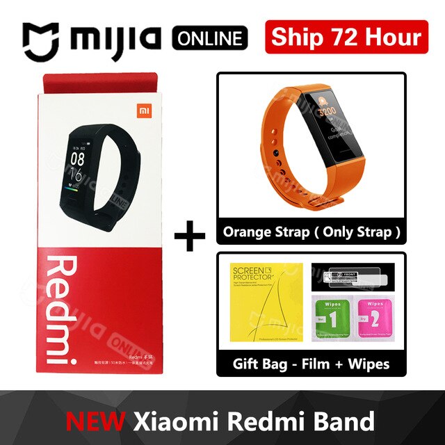 Xiaomi Redmi Band 4 Smart Hartslag Fitness Sport Tracker Bluetooth 5.0 Waterdichte Armband Touch Grote Kleur Screen Polsband: Add Orange Strap