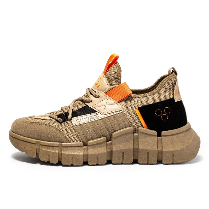 Basket Homme nouveaux hommes Tennis chaussures respirant épais baskets Fitness Sport mâle Air maille chaussures Tenis Masculino: Marron / 6.5