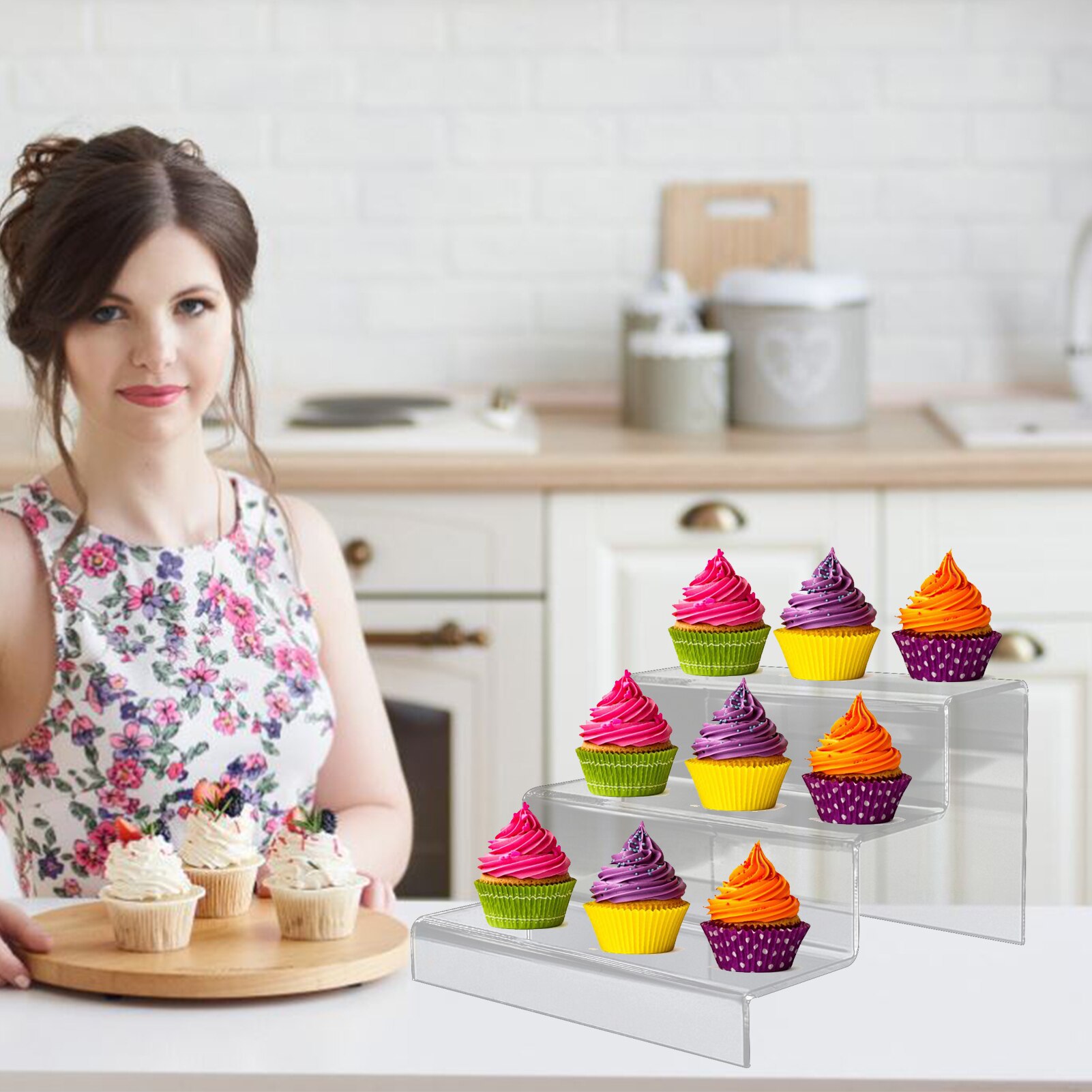 Multifunction 2/3 Steps Acrylic Riser Clear Durable Shoes Ladder Display Stand Shelf