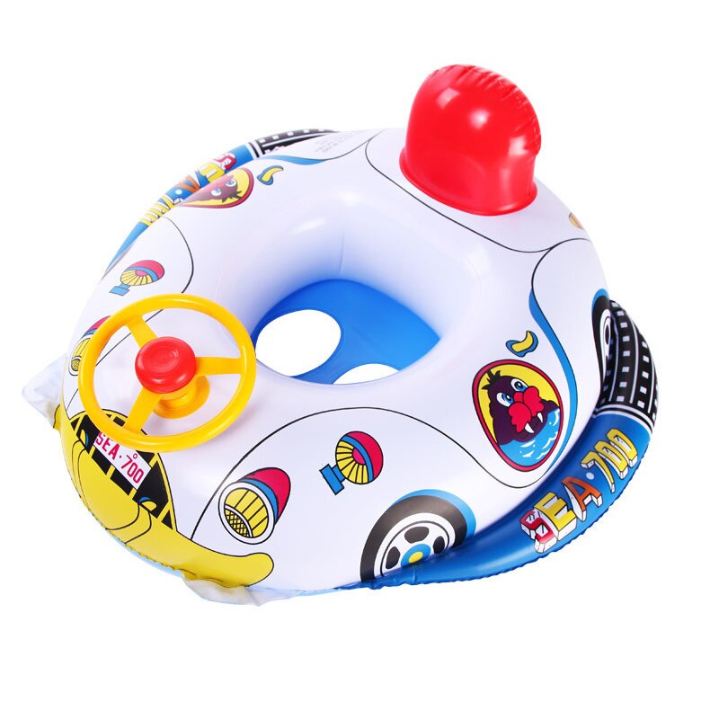 For Kids Above 2 Years Old Kid Swim Seat Floating Ring Infant Inflatable Ring Cartoon Swimming Aircraft Boat With Steering Wheel