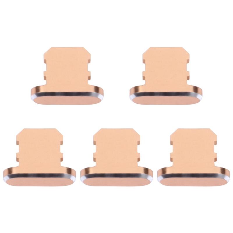 5Pcs Metal Anti Dust Dock Charger Plug Stopper Cap Cover Voor Iphone X Xr Xs Max 8 7 6S Plus Mobiele Telefoon Accessoires: Golden