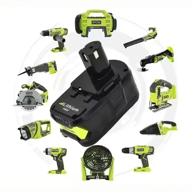 Original RYOBI 18V 6.0Ah 12.0Ah lithium battery+charger, compatible with P108/P104/P107 power tools RB18L50/RB18L20 battery pack