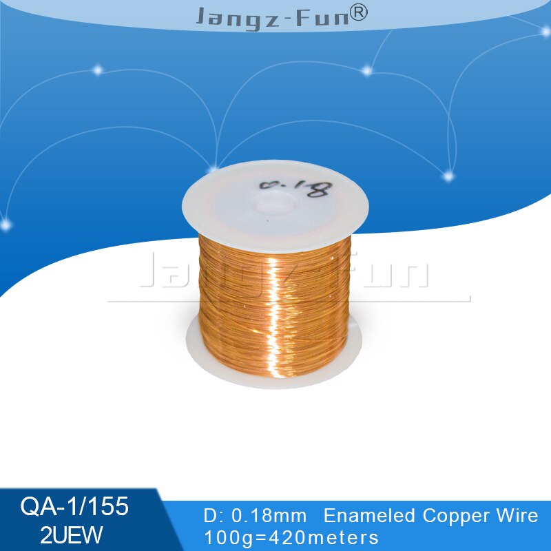 100g polyuretanemaljerad koppartråd lackerad diameter 0.1mm to 0.4mm qa -1/155 2 uew för transformatortrådbygel: 0.18mm 420 meter