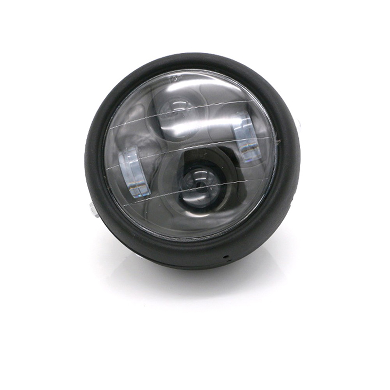 Universele Led Motorcycle Koplamp CG125 Motor Lampen 12V Ronde Moto Spotlight Koplamp Koplampen Voor Harley Wit Drl